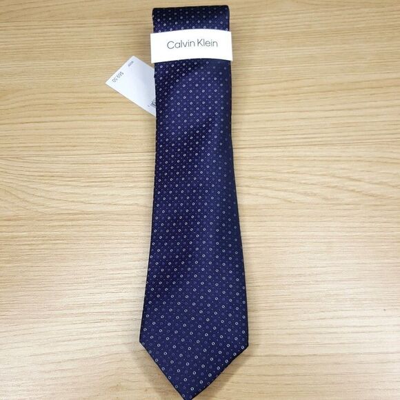 CALVIN KLEIN Mens Neck Tie Purple Micro Dot Silk Blend - Picture 1 of 5